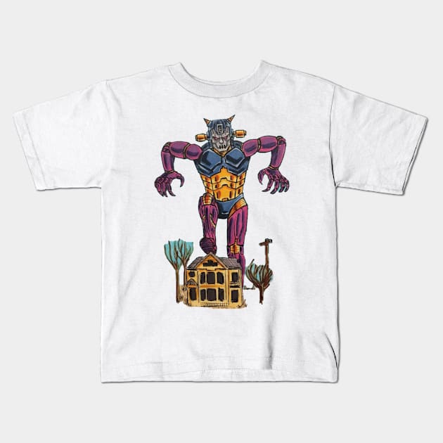 Monster Robot Kids T-Shirt by Fatmancomics